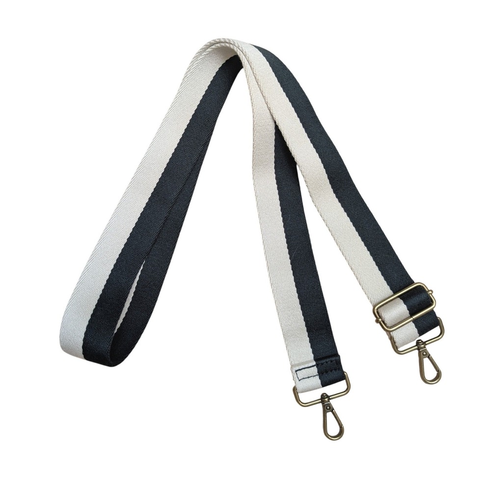 Madewell The Crossbody Strap Colorblock Webbing Black Cream Canvas Adjustable